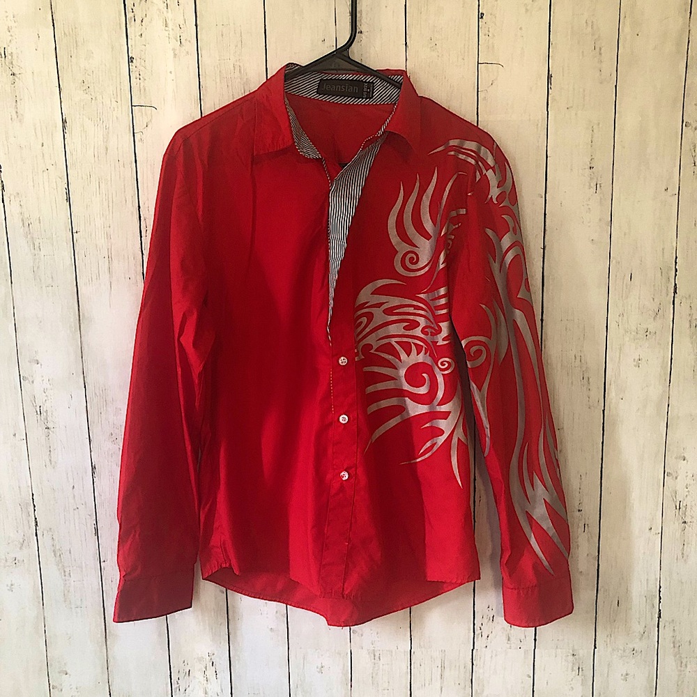 MENS “JEANSIAN” BRAND BUTTON UP LONG SLEEVE FASHION DESIGN SIZE MEDIUM